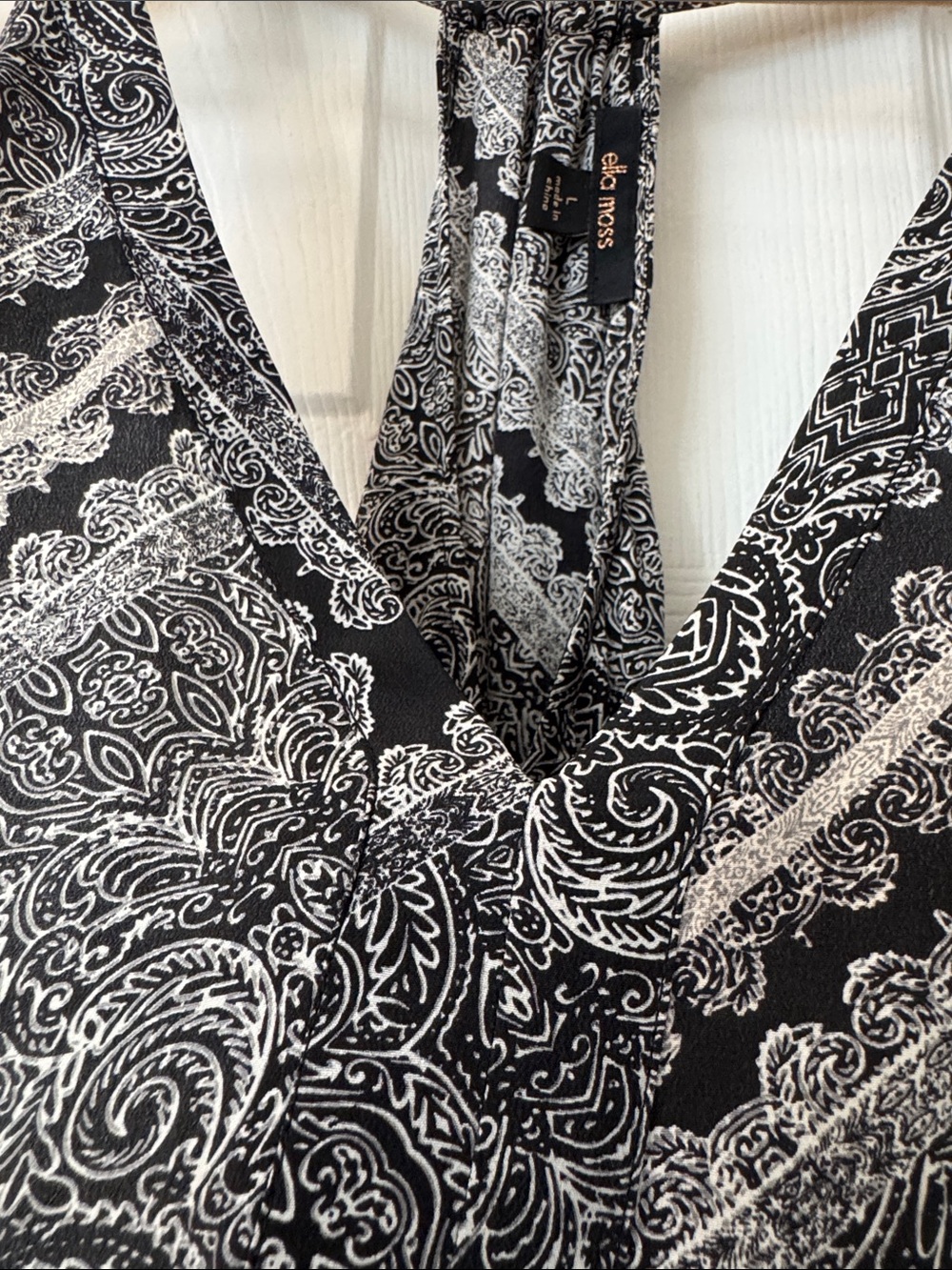 Ella Moss Black & White Paisley Racerback Tank 100% silk - Picture 10 of 12